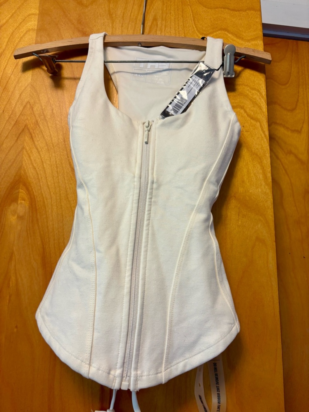 Corsety Ivory Scoopneck Tank TA3 Zip-Front with Lace-up back. - Picture 5 of 12